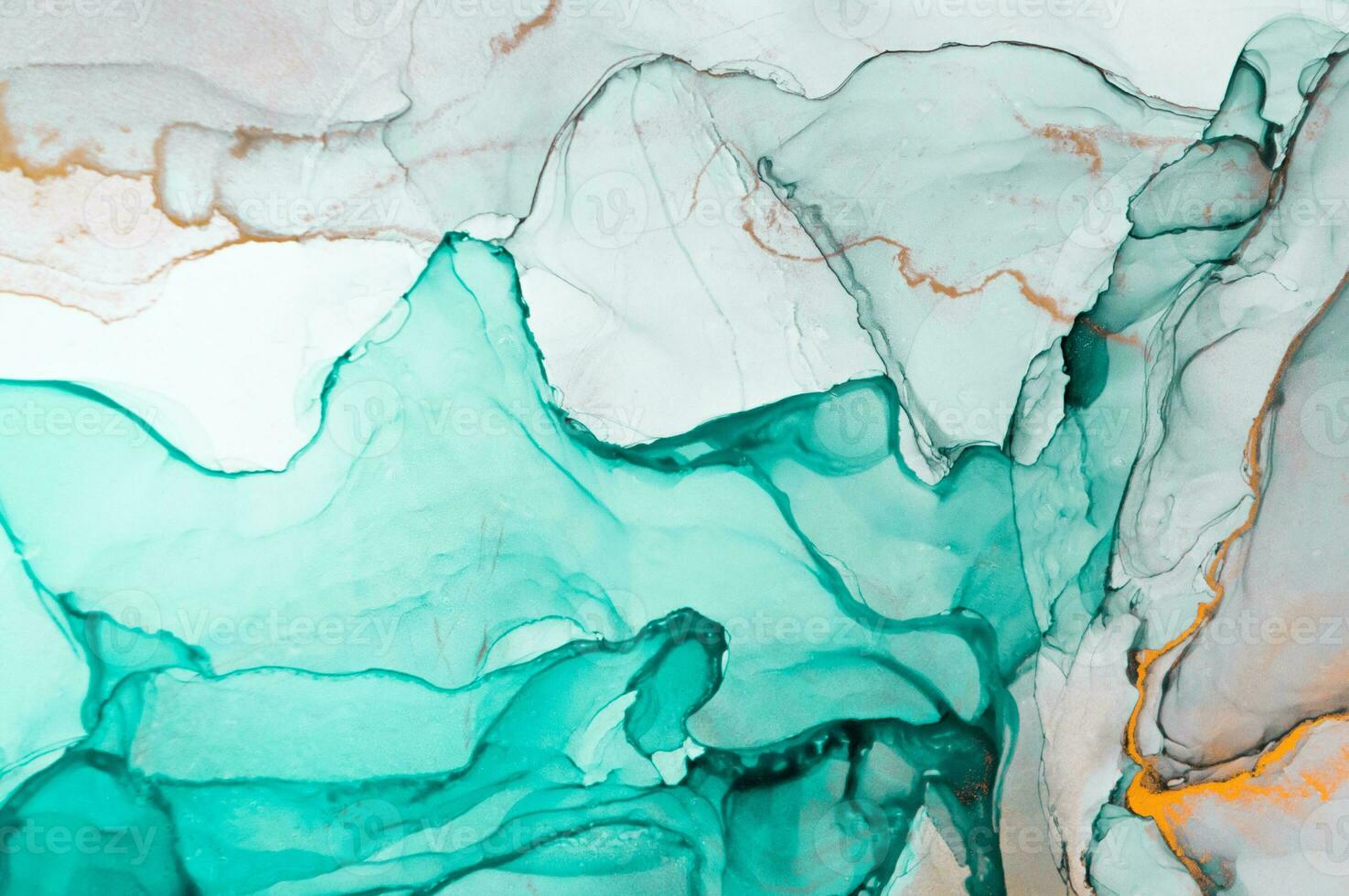 Abstract created using the technique of Alcohol ink. Macro photography of the smallest details of a panting. The panting shows how overflows of shades and colors of paint resemble space motifs. photo