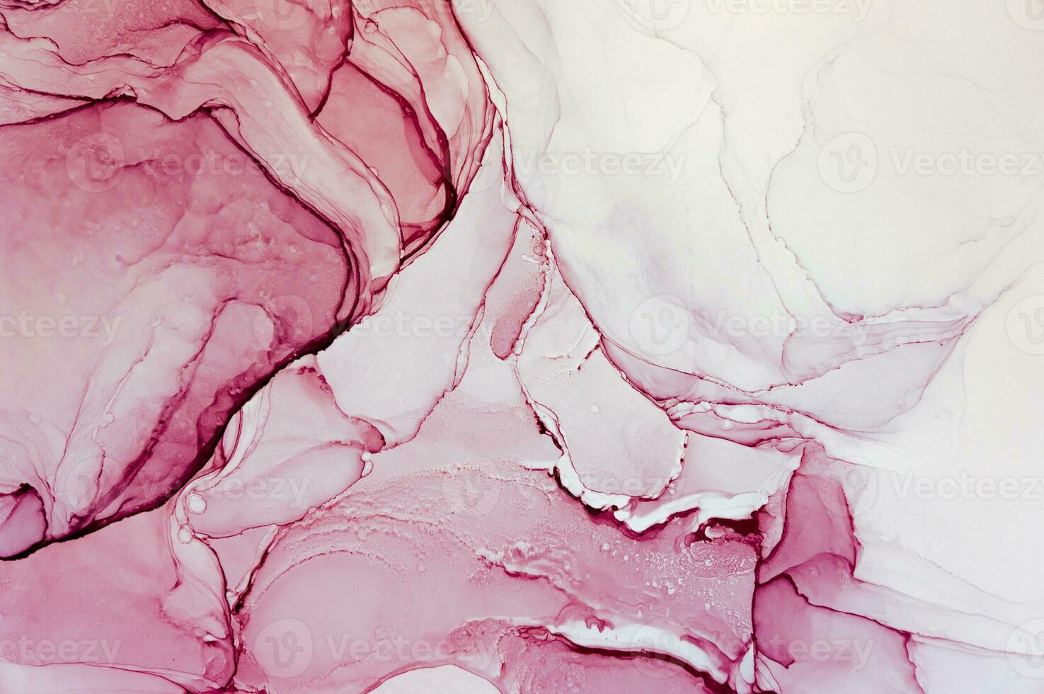 Abstract created using the technique of Alcohol ink. Macro photography of the smallest details of a panting. The panting shows how overflows of shades and colors of paint resemble space motifs. photo