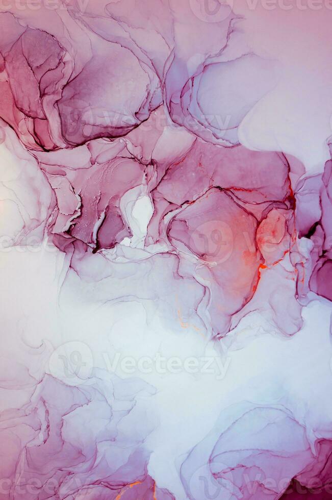 Abstract created using the technique of Alcohol ink. Macro photography of the smallest details of a panting. The panting shows how overflows of shades and colors of paint resemble space motifs. photo