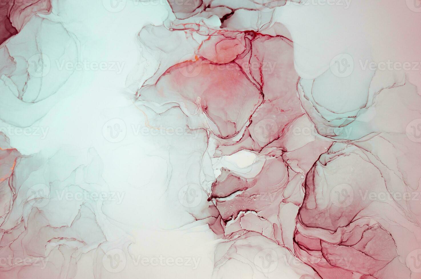 Abstract created using the technique of Alcohol ink. Macro photography of the smallest details of a panting. The panting shows how overflows of shades and colors of paint resemble space motifs. photo