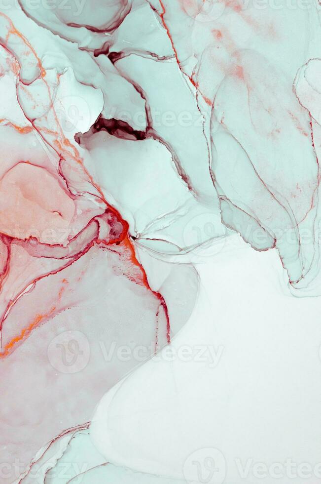 Abstract created using the technique of Alcohol ink. Macro photography of the smallest details of a panting. The panting shows how overflows of shades and colors of paint resemble space motifs. photo