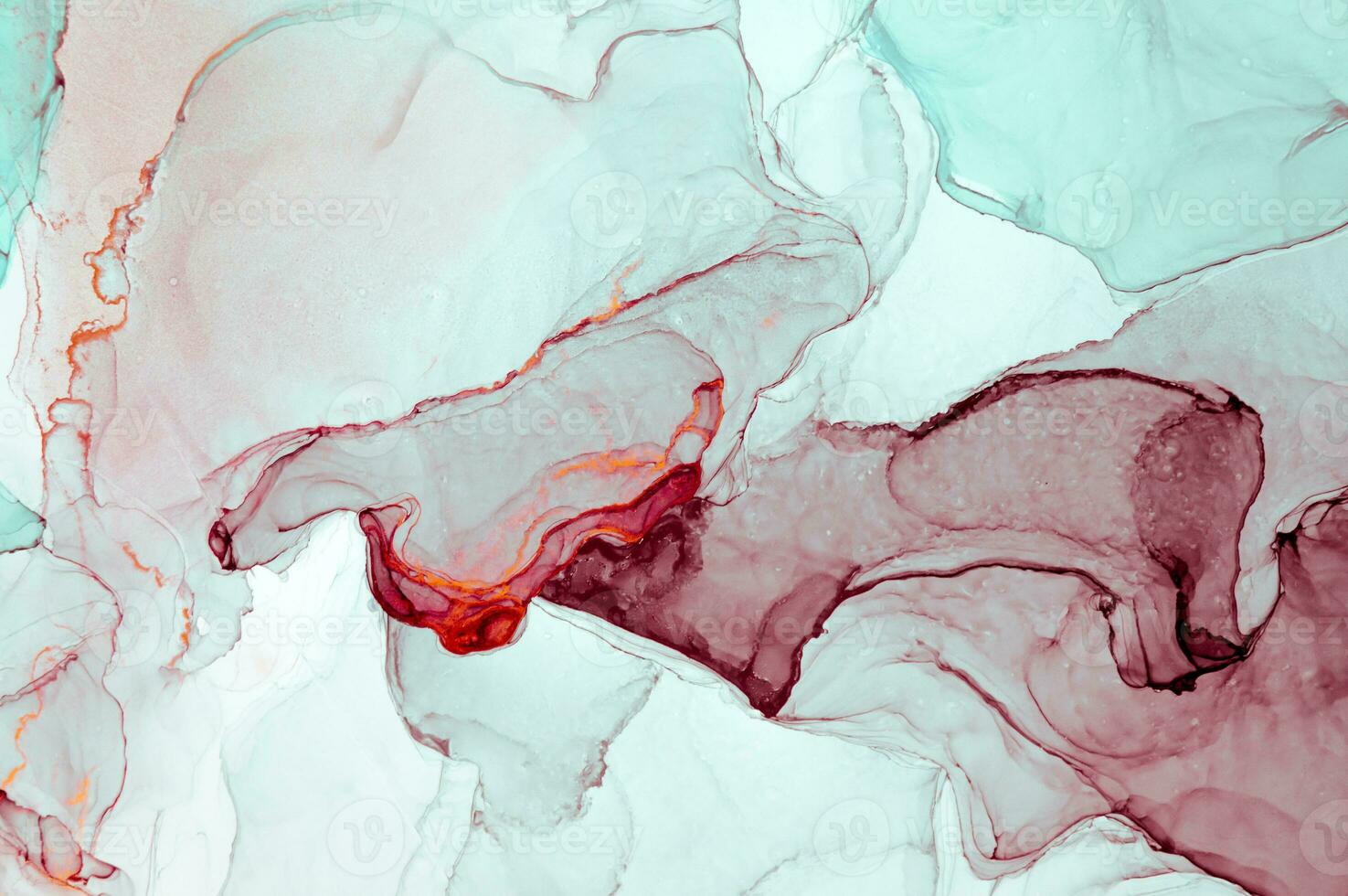 Abstract created using the technique of Alcohol ink. Macro photography of the smallest details of a panting. The panting shows how overflows of shades and colors of paint resemble space motifs. photo