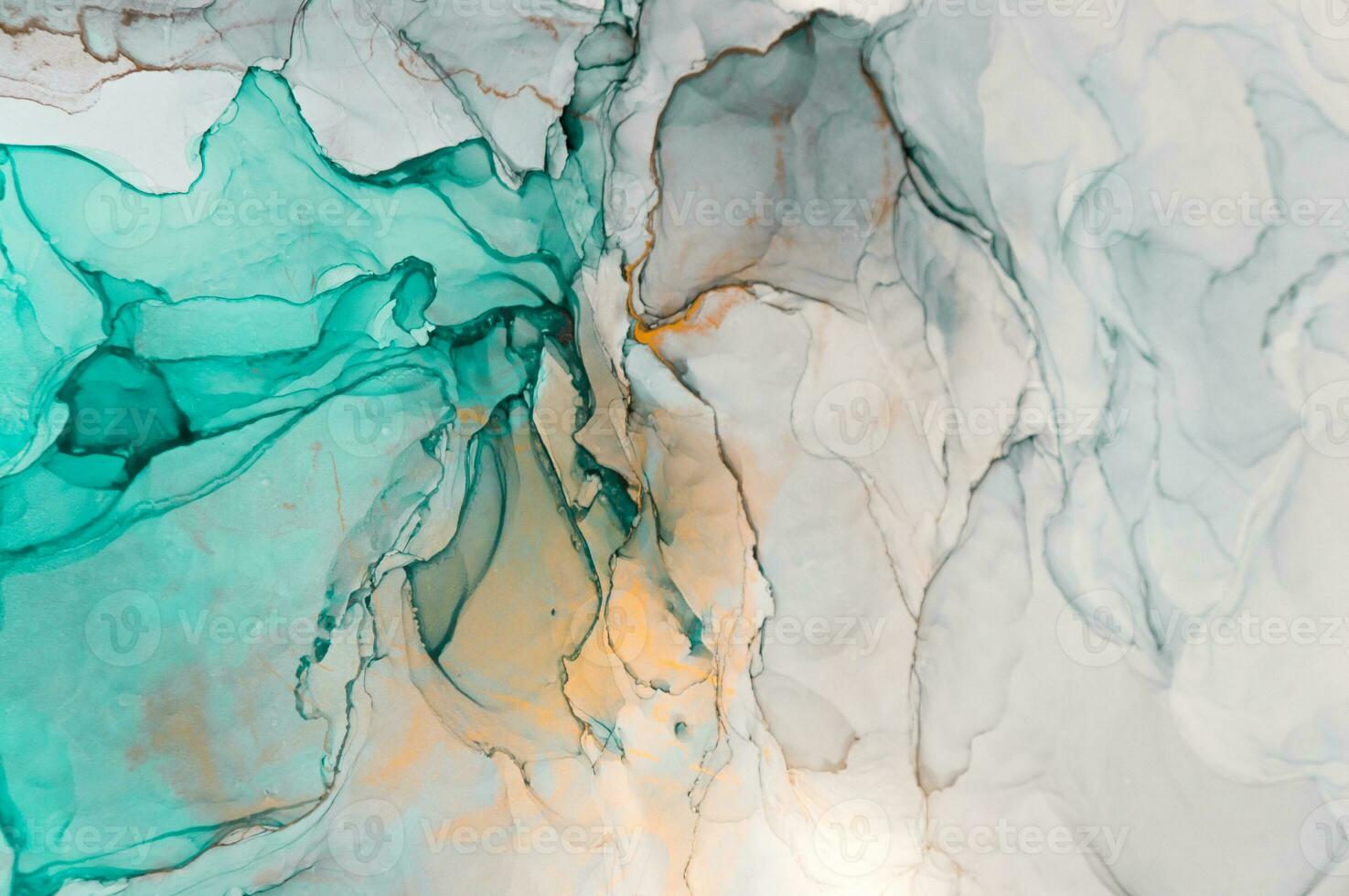 Abstract created using the technique of Alcohol ink. Macro photography of the smallest details of a panting. The panting shows how overflows of shades and colors of paint resemble space motifs. photo