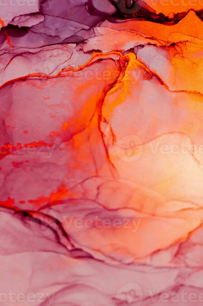 Abstract created using the technique of Alcohol ink. Macro photography of the smallest details of a panting. The panting shows how overflows of shades and colors of paint resemble space motifs. photo