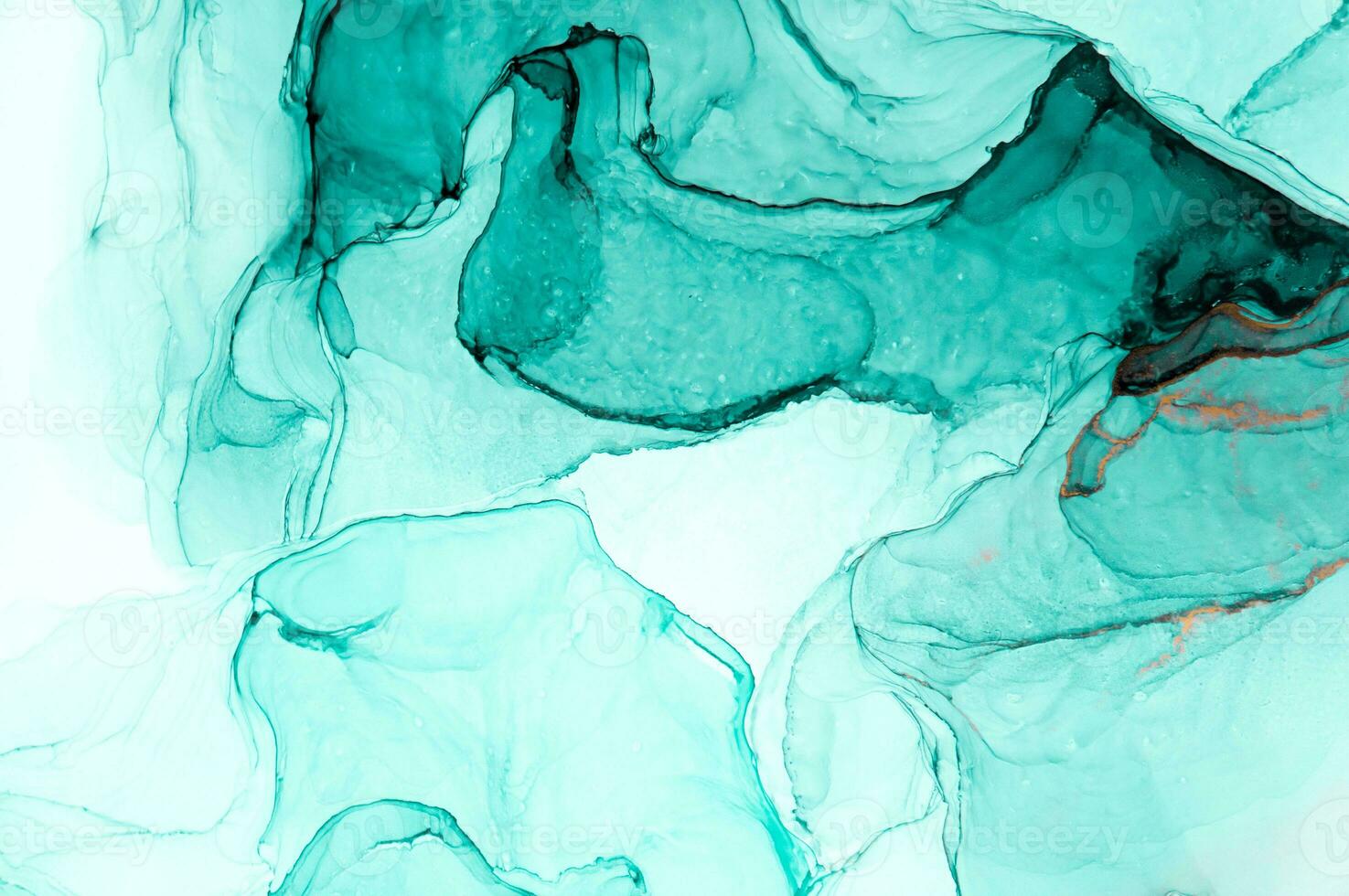 Abstract created using the technique of Alcohol ink. Macro photography of the smallest details of a panting. The panting shows how overflows of shades and colors of paint resemble space motifs. photo