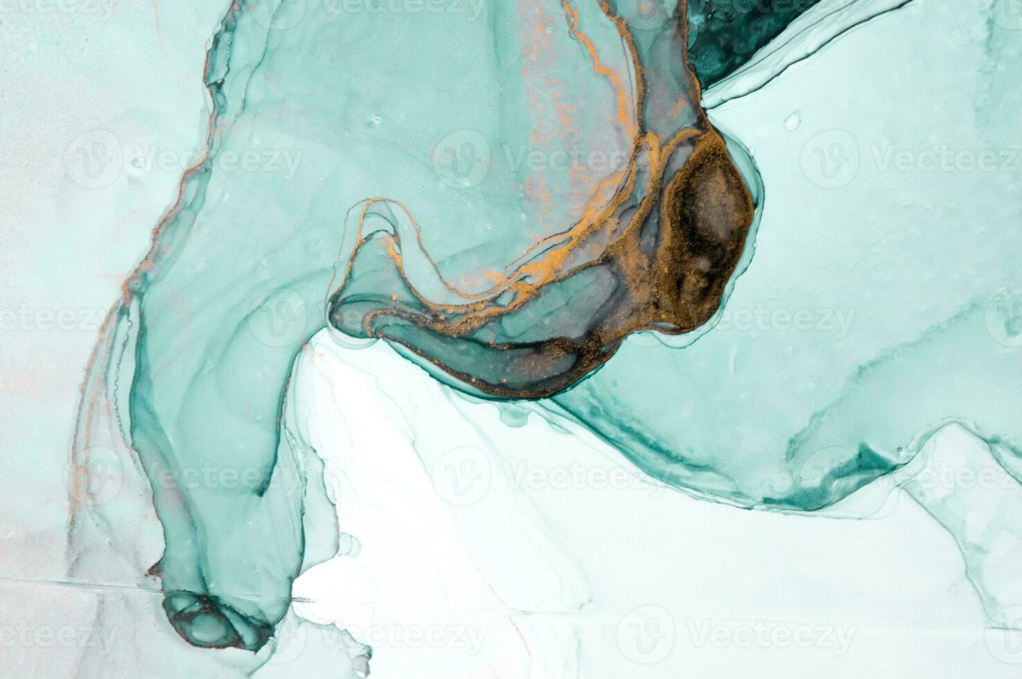 Abstract created using the technique of Alcohol ink. Macro photography of the smallest details of a panting. The panting shows how overflows of shades and colors of paint resemble space motifs. photo
