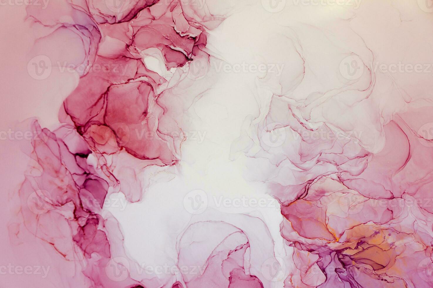 Abstract created using the technique of Alcohol ink. Macro photography of the smallest details of a panting. The panting shows how overflows of shades and colors of paint resemble space motifs. photo