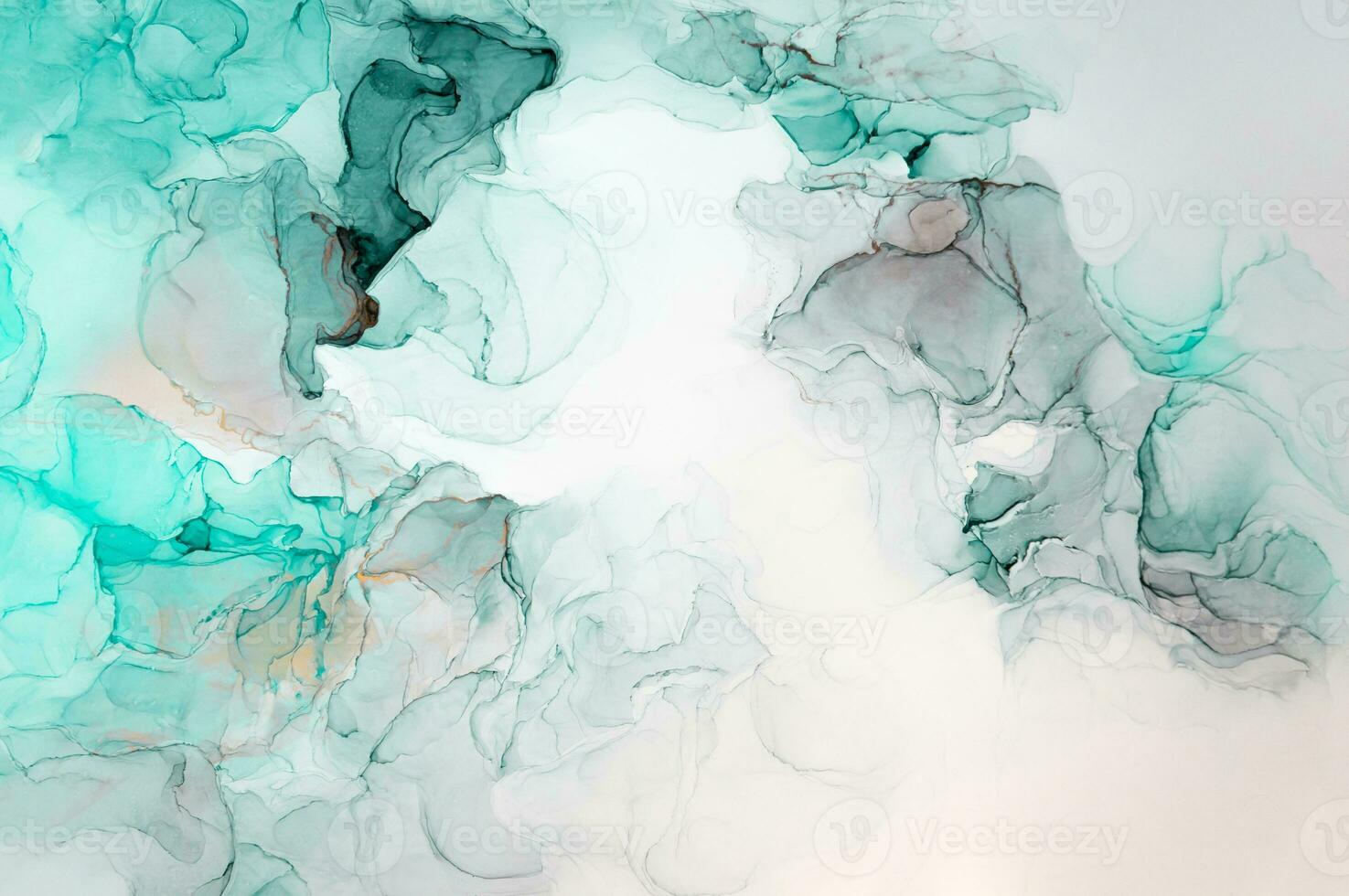 Abstract created using the technique of Alcohol ink. Macro photography of the smallest details of a panting. The panting shows how overflows of shades and colors of paint resemble space motifs. photo