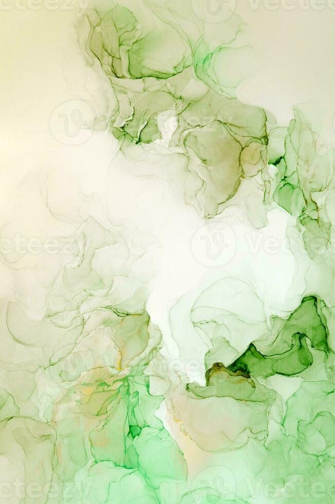Abstract created using the technique of Alcohol ink. Macro photography of the smallest details of a panting. The panting shows how overflows of shades and colors of paint resemble space motifs. photo
