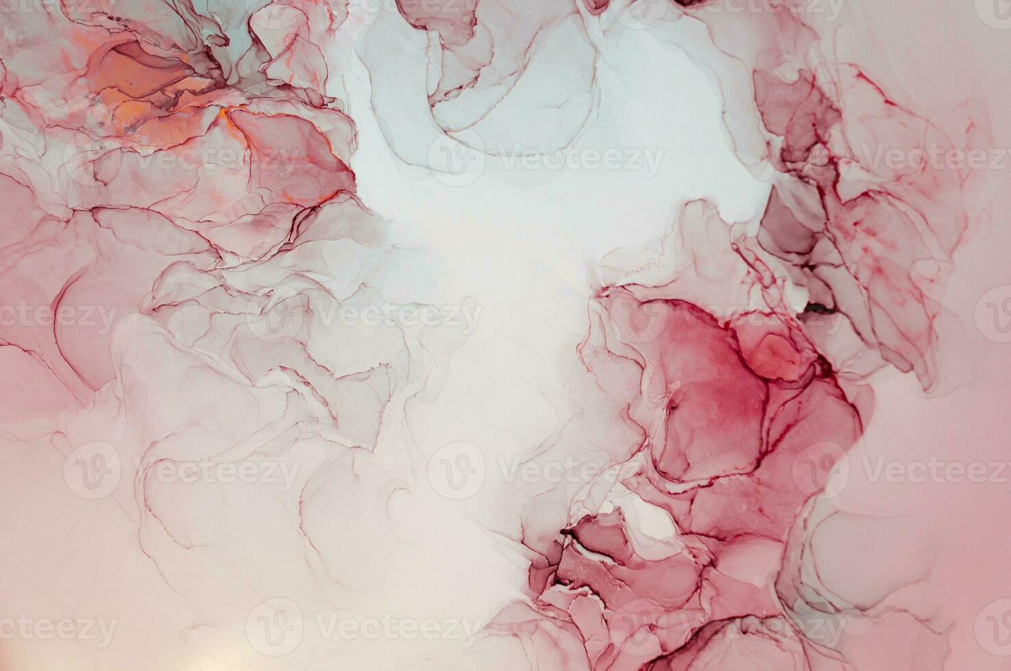 Abstract created using the technique of Alcohol ink. Macro photography of the smallest details of a panting. The panting shows how overflows of shades and colors of paint resemble space motifs. photo