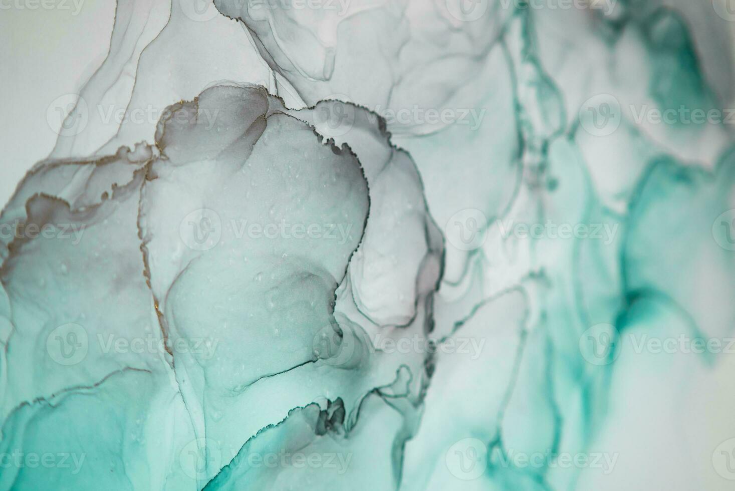 Alcohol ink sea texture. Artistic bright splash. Liquid artwork. Abstract ethereal swirl. Fragment of artwork. Trendy modern art. Inspired by the sky, as well as steam and smoke. photo