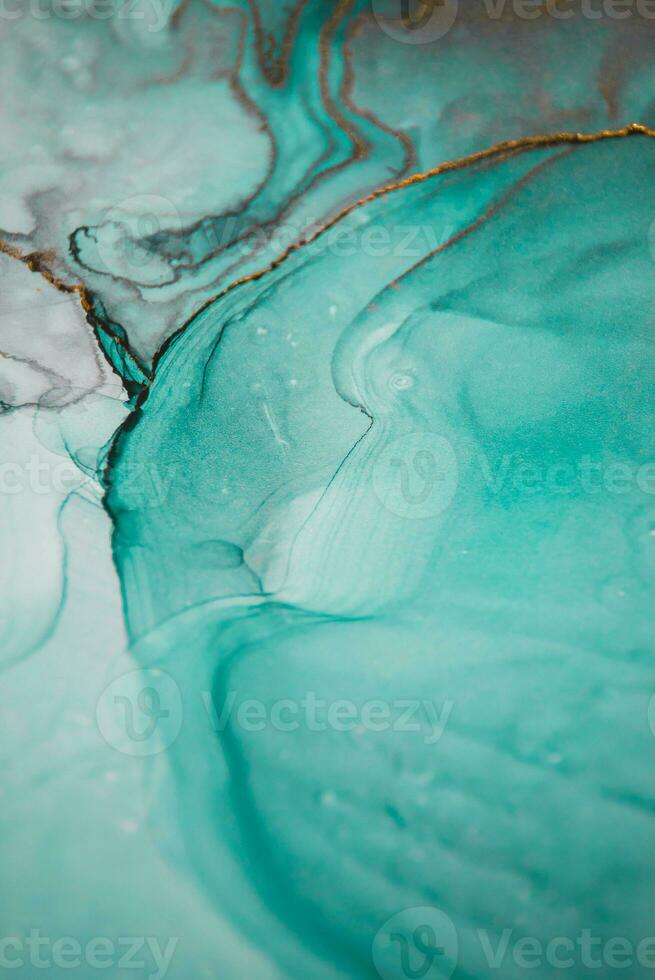 Alcohol ink sea texture. Artistic bright splash. Liquid artwork. Abstract ethereal swirl. Fragment of artwork. Trendy modern art. Inspired by the sky, as well as steam and smoke. photo