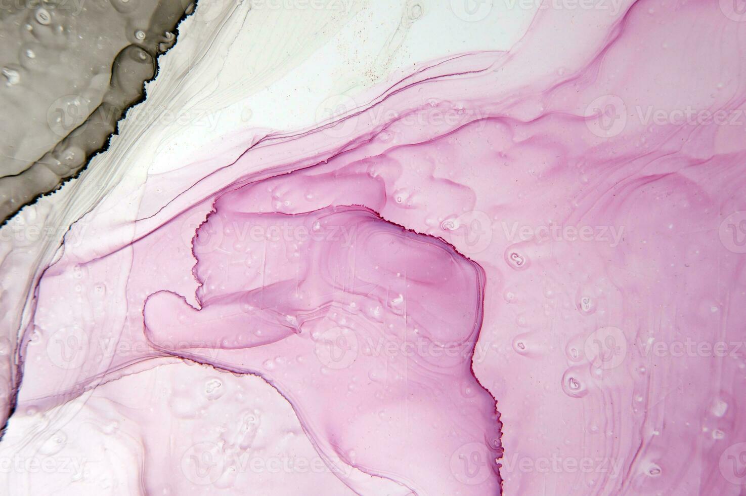 Blue, pink, green, purple, red, red, yellow haze on a black background. Part of original alcohol ink painting. Modern art. Abstract colorful background, wallpaper. Marble texture. Fluid Art. photo