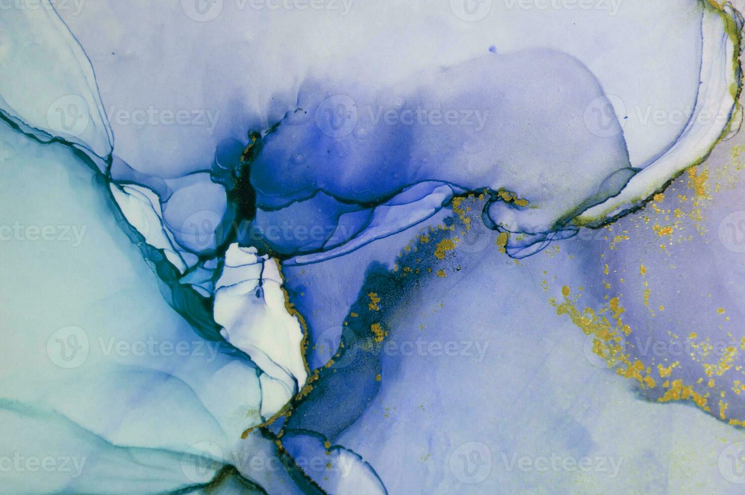 Alcohol ink wash texture on white paper background. Liquid paint flow. Transparent ethereal effect. Closeup of the painting. Highly-textured colorful abstract painting background. photo