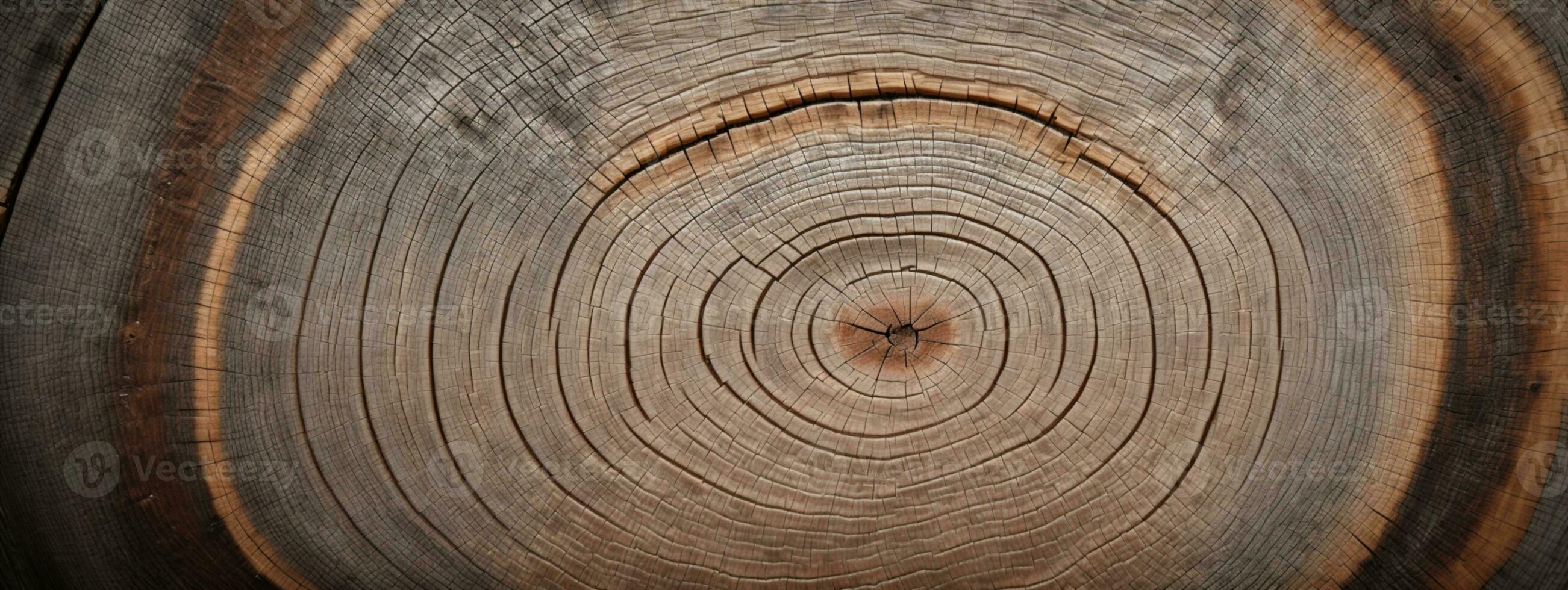 Warm gray cut wood texture. Detailed black and white texture of a felled tree trunk or stump. Rough organic tree rings with close up of end grain.. AI generated photo