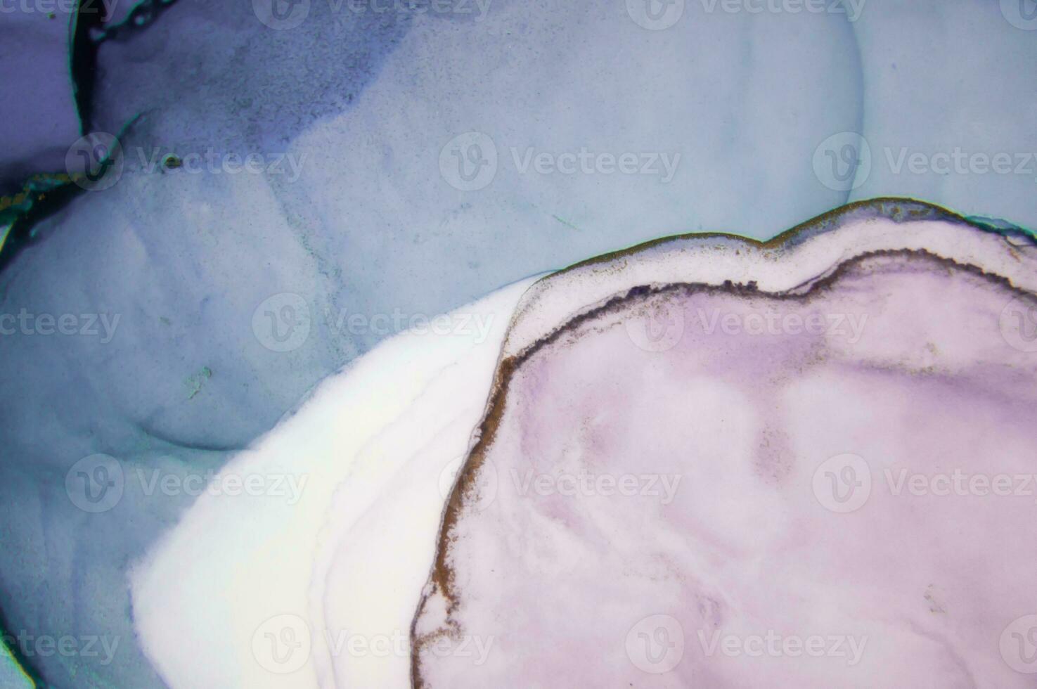 Painting created with alcohol ink. Soft smooth color transitions combined with clear gold and silver edges. Blue, pink, green abstract color combination. photo