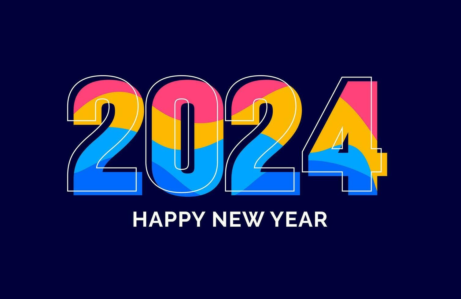 2024 contento nuevo año vistoso texto logo tipografía diseño concepto. Navidad saludos con 2024 números en el formar de de colores manchado vaso. Arte diseño modelo 2024. caligrafía vector ilustración.