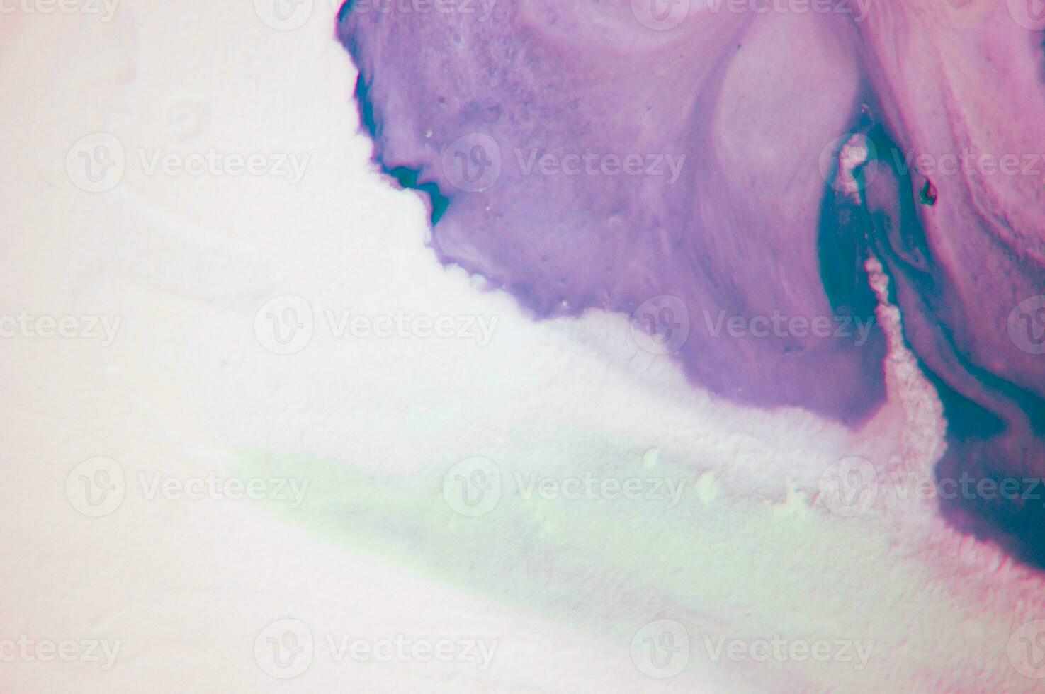 Abstract created using the technique of liquid acrylic. Macro photography of the smallest details of a panting. The panting shows how overflows of shades and colors of paint resemble space motifs. photo