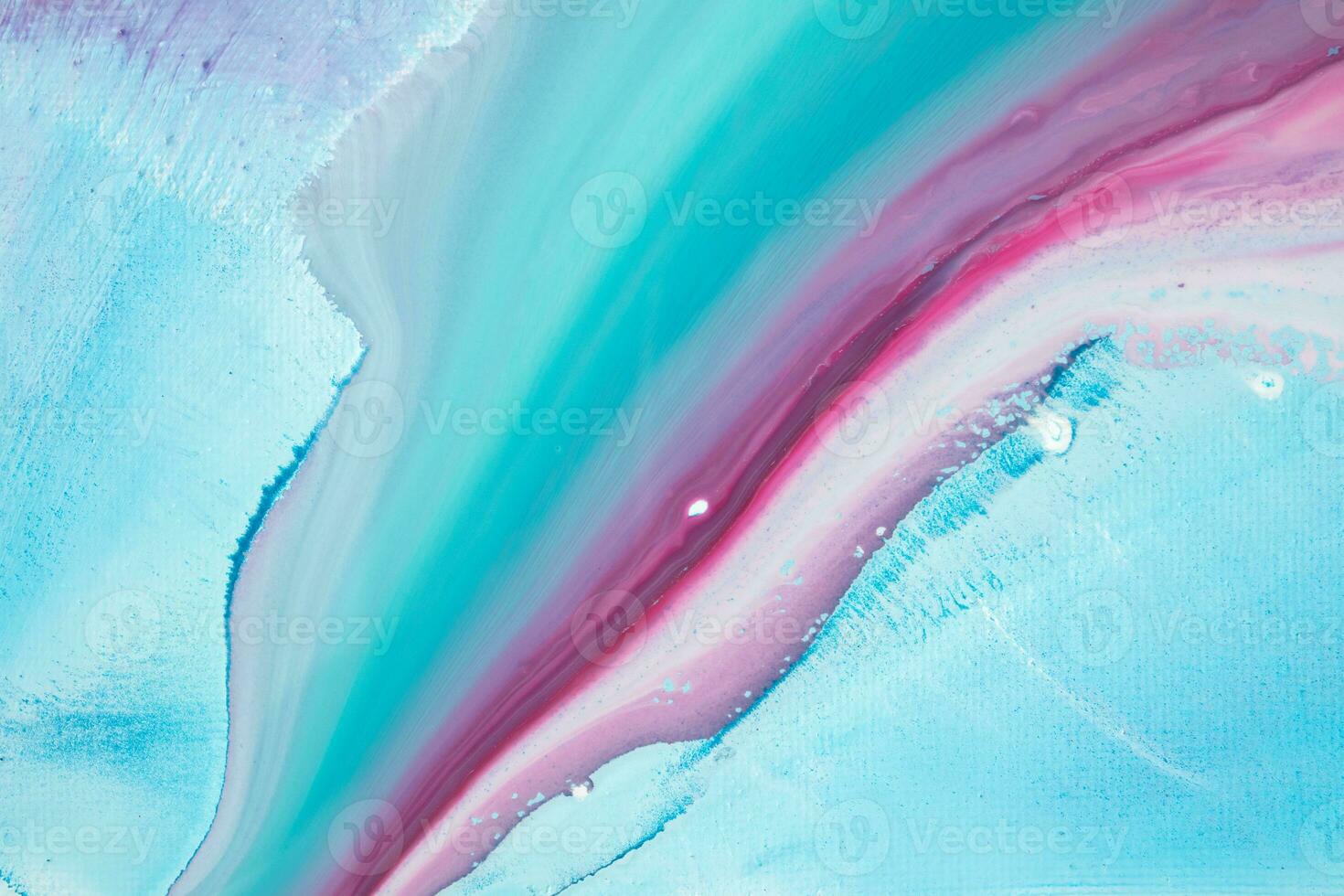 Abstract created using the technique of liquid acrylic. Macro photography of the smallest details of a panting. The panting shows how overflows of shades and colors of paint resemble space motifs. photo