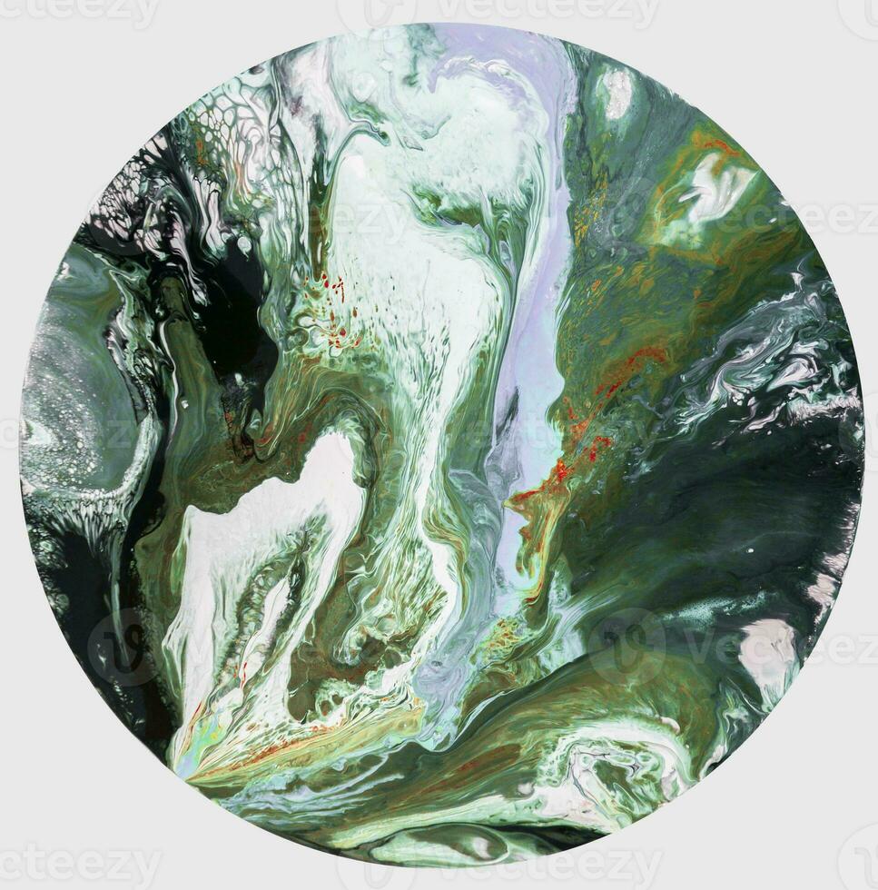 Abstract created using the technique of liquid acrylic. Macro photography of the smallest details of a picture. The picture shows how overflows of shades and colors of paint resemble space motifs. photo