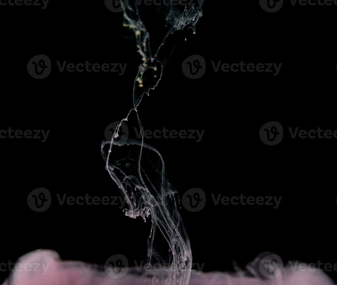 Abstract fluid acrylic painting. Marbled pink abstract Ink cloud on black background. Liquid marble pattern. Modern art. photo