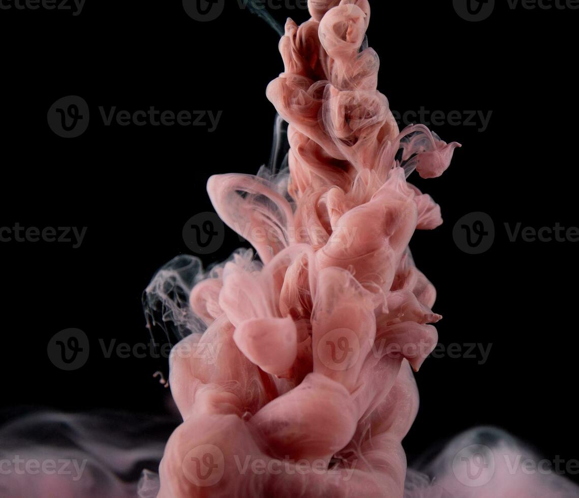 Abstract fluid acrylic painting. Marbled pink abstract Ink cloud on black background. Liquid marble pattern. Modern art. photo