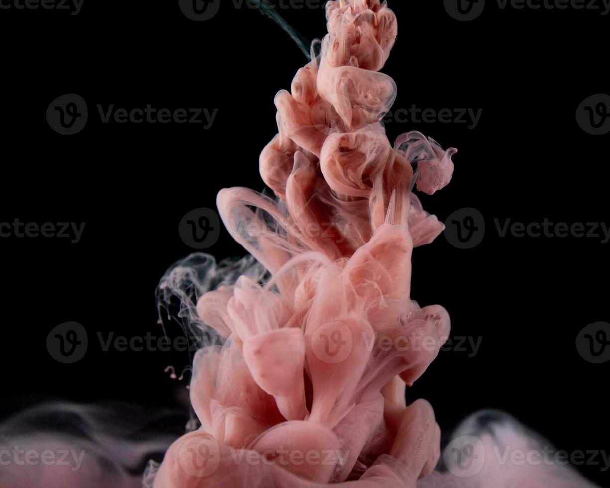 Abstract fluid acrylic painting. Marbled pink abstract Ink cloud on black background. Liquid marble pattern. Modern art. photo
