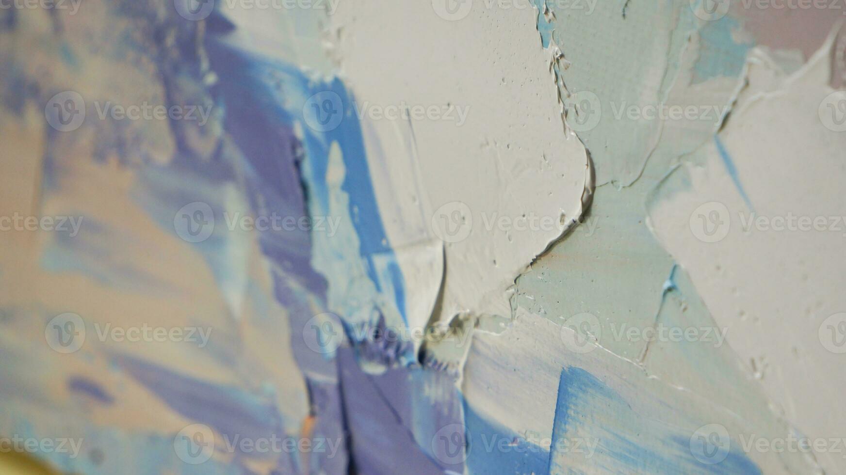 Fragment. Multicolored texture painting. Abstract art background. oil on canvas. Rough brushstrokes of paint. Closeup of a painting by oil and palette knife. Highly-textured, high quality details. photo