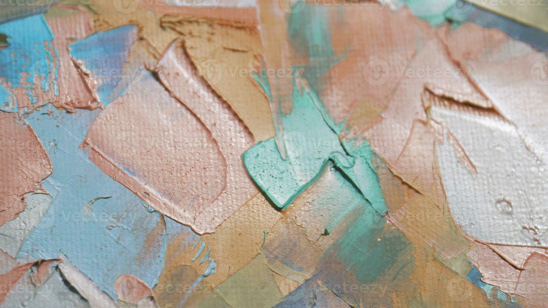 Fragment. Multicolored texture painting. Abstract art background. oil on canvas. Rough brushstrokes of paint. Closeup of a painting by oil and palette knife. Highly-textured, high quality details. photo
