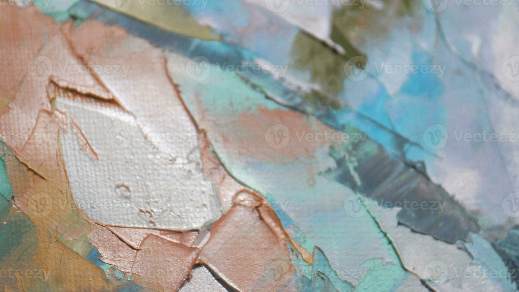 Fragment. Multicolored texture painting. Abstract art background. oil on canvas. Rough brushstrokes of paint. Closeup of a painting by oil and palette knife. Highly-textured, high quality details. photo