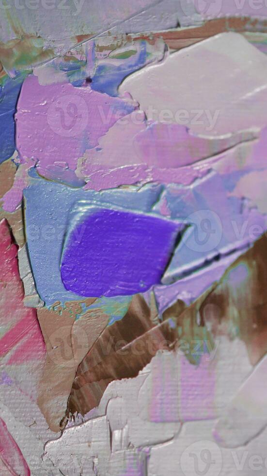 Fragment. Multicolored texture painting. Abstract art background. oil on canvas. Rough brushstrokes of paint. Closeup of a painting by oil and palette knife. Highly-textured, high quality details. photo