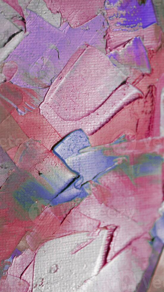 Fragment. Multicolored texture painting. Abstract art background. oil on canvas. Rough brushstrokes of paint. Closeup of a painting by oil and palette knife. Highly-textured, high quality details. photo