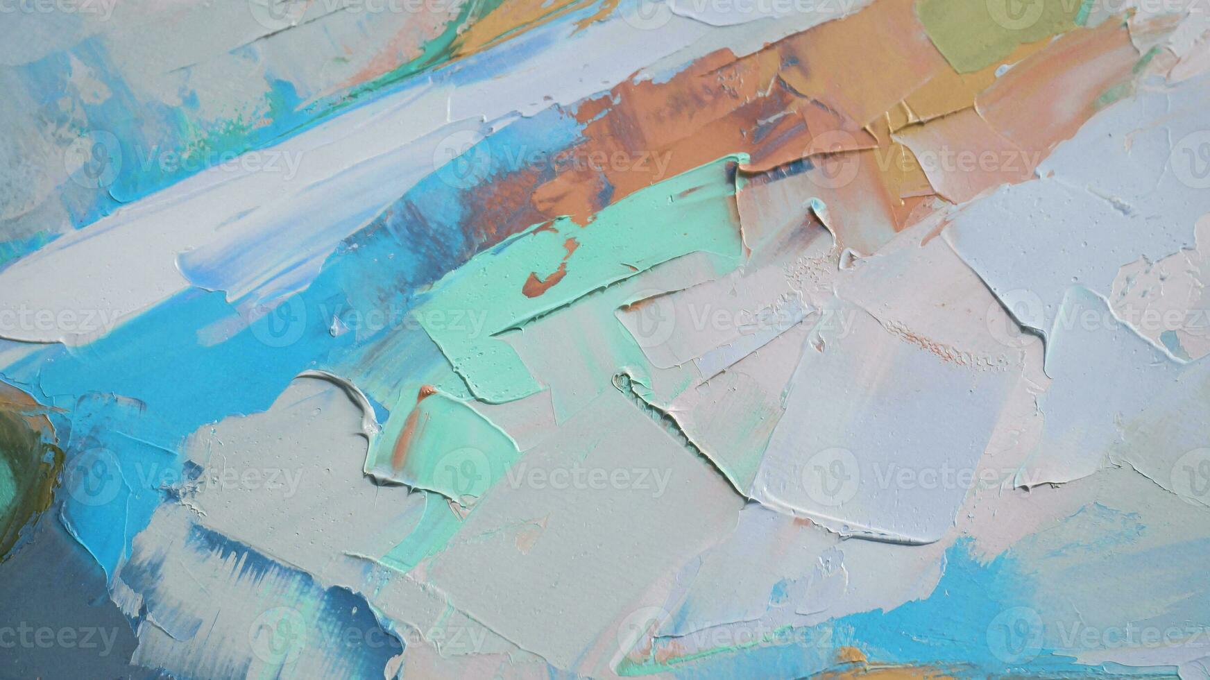 Fragment. Multicolored texture painting. Abstract art background. oil on canvas. Rough brushstrokes of paint. Closeup of a painting by oil and palette knife. Highly-textured, high quality details. photo