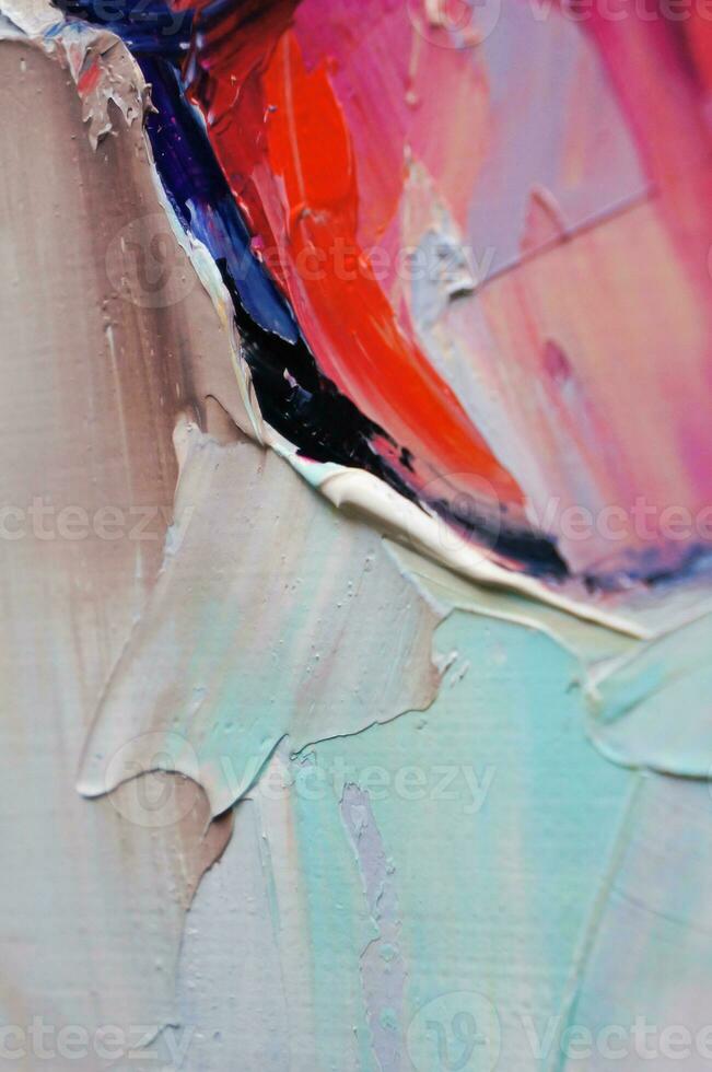 Multicolored texture painting. Abstract art background. oil on canvas. Rough brushstrokes of paint. Closeup of a painting by oil and palette knife. Highly-textured, high quality details. photo