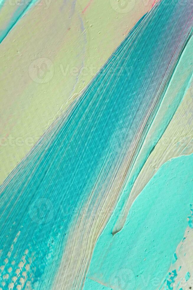 Closeup of abstract rough colorful art painting texture, with oil brushstroke, pallet knife paint on canvas, complementary colors. photo