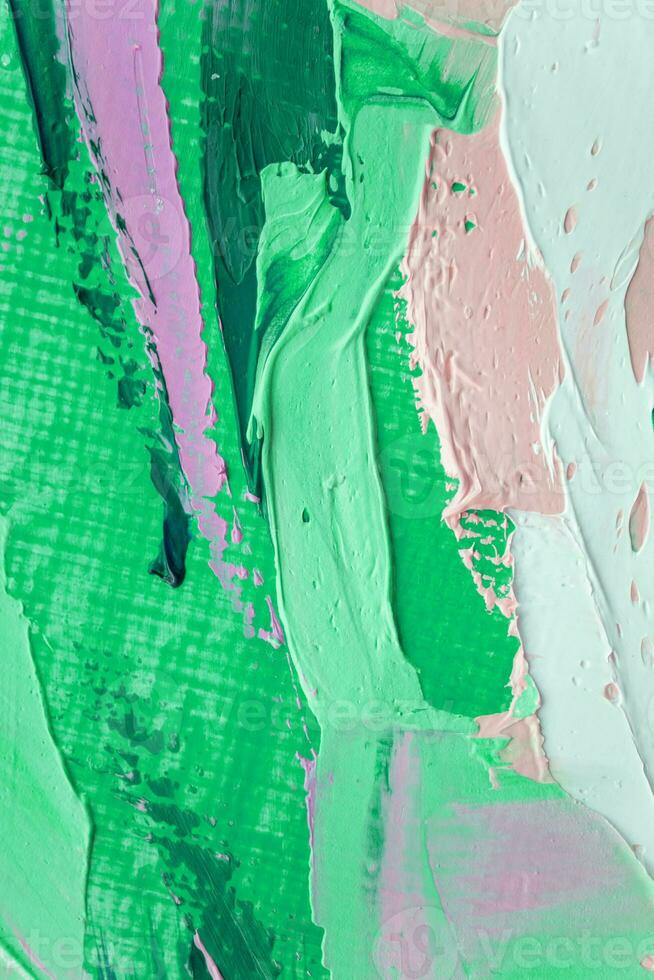 Closeup of abstract rough colorful art painting texture, with oil brushstroke, pallet knife paint on canvas, complementary colors. photo