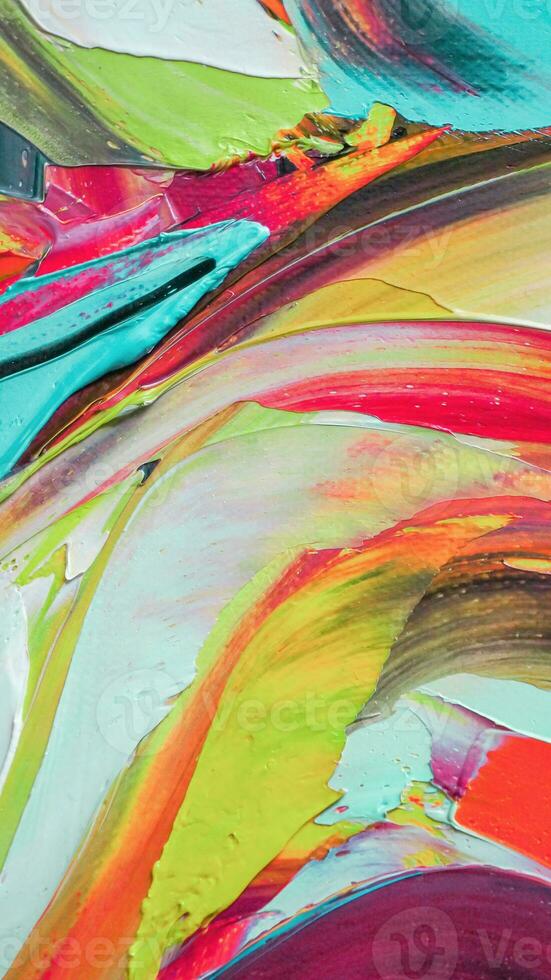 Abstract colorful oil painting on canvas. Oil paint texture with brush and palette knife strokes. multicolored wallpaper. Macro close up acrylic background. photo