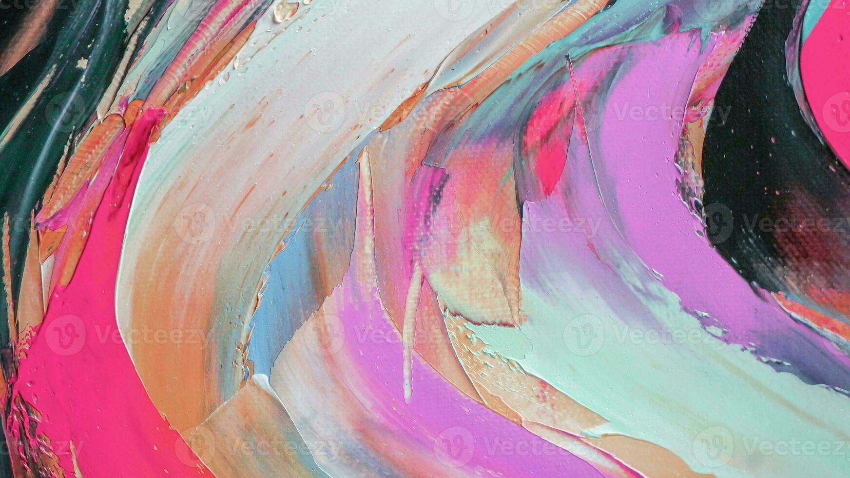 Abstract colorful oil painting on canvas. Oil paint texture with brush and palette knife strokes. multicolored wallpaper. Macro close up acrylic background. photo