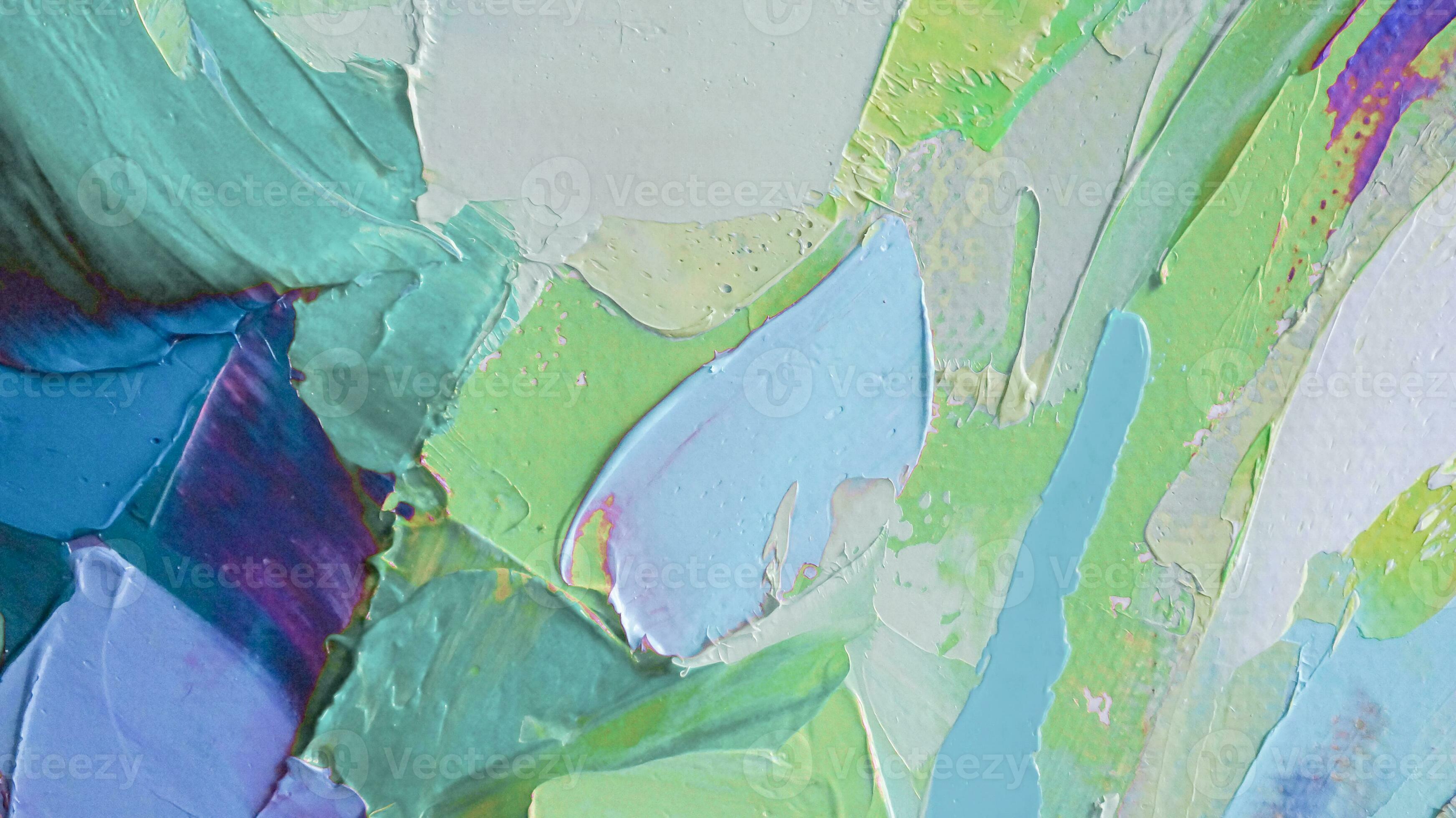 Abstract colorful oil painting on canvas. Oil paint texture with brush and palette knife strokes