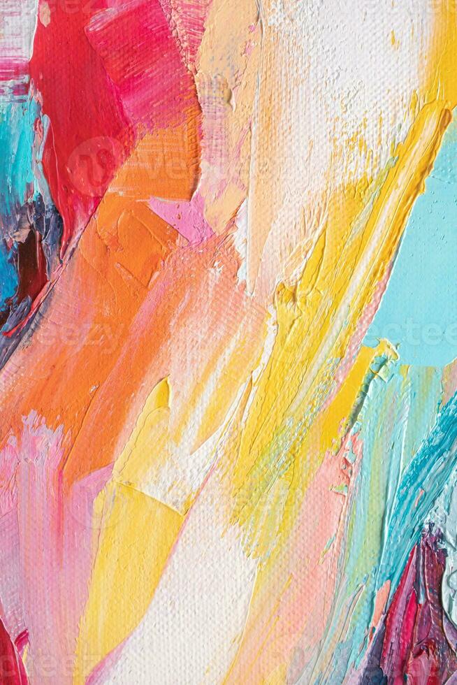 Abstract oil paint texture background, pattern of color brush strokes photo