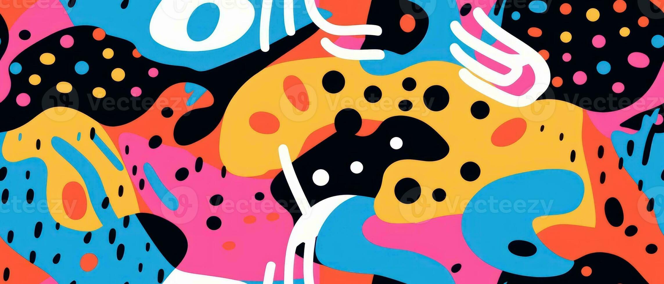 Creative minimalist style art background collection, trendy design with basic shapes. Multi colored abstract Memphis geometric shapes seamle. Modern abstract color backdrop. photo