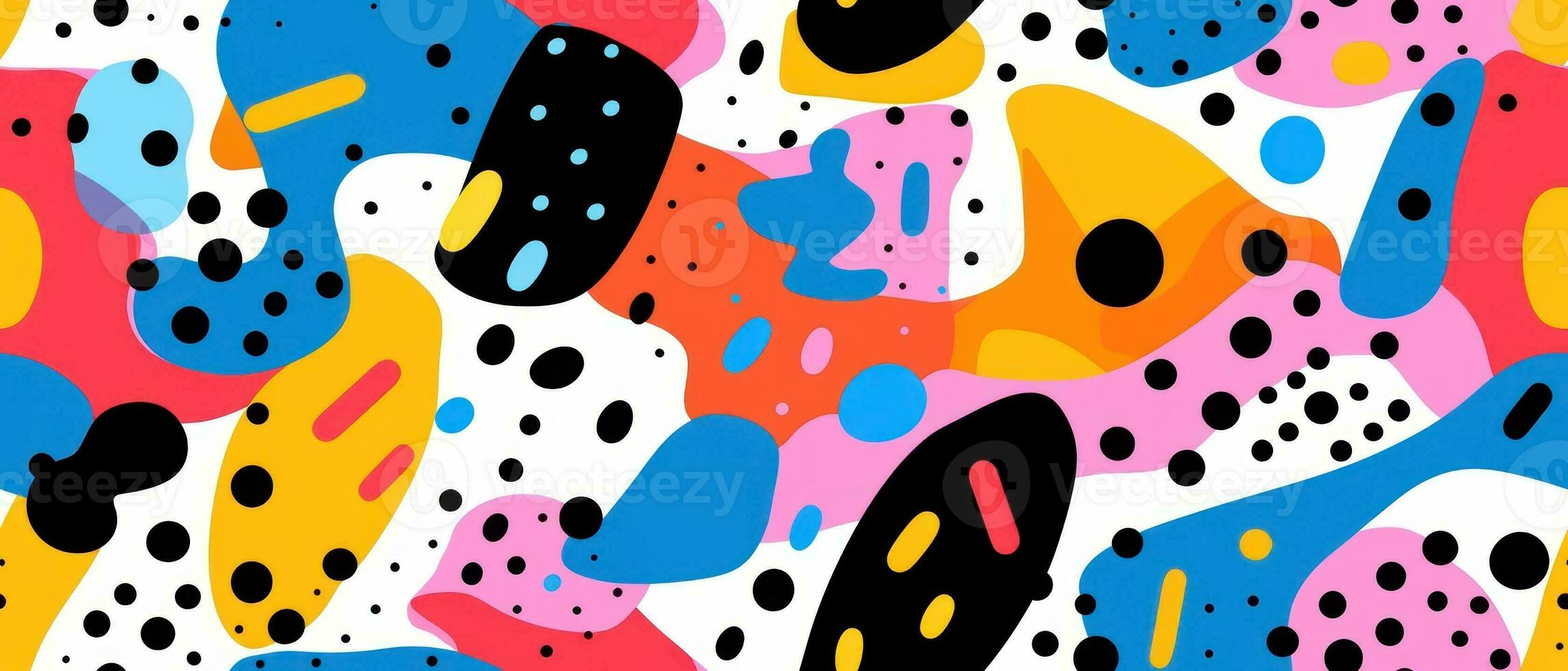 Creative minimalist style art background collection, trendy design with basic shapes. Multi colored abstract Memphis geometric shapes seamle. Modern abstract color backdrop. photo