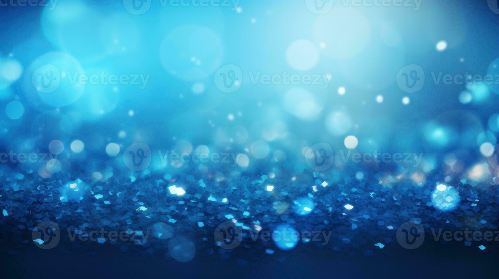 Magic night dark blue sparkling glitter bokeh and light art. Gold confetti and navy background. Golden scattered Christmas dust. Fairytale magic star template. photo