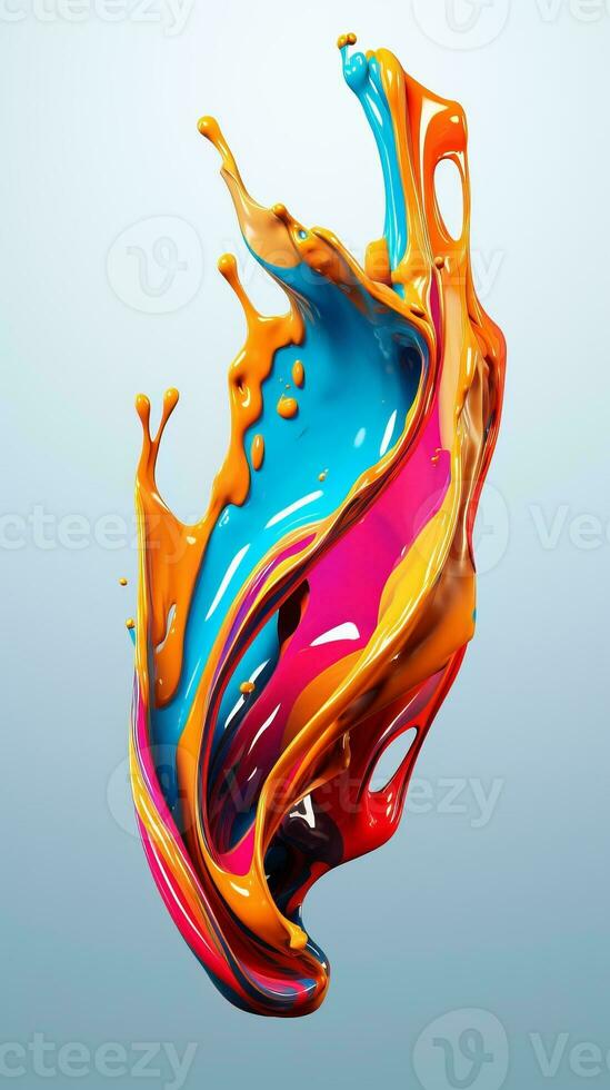colorful paint 3d splash. Isolated element on the transparent background. High quality Illustration. photo