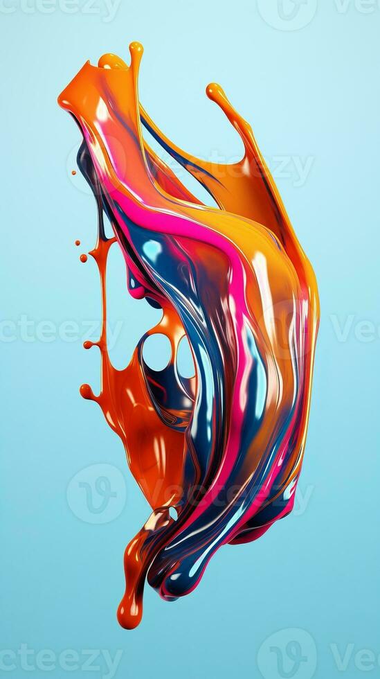 colorful paint 3d splash. Isolated element on the transparent background. High quality Illustration. photo