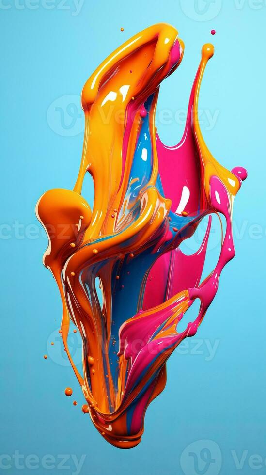colorful paint 3d splash. Isolated element on the transparent background. High quality Illustration. photo