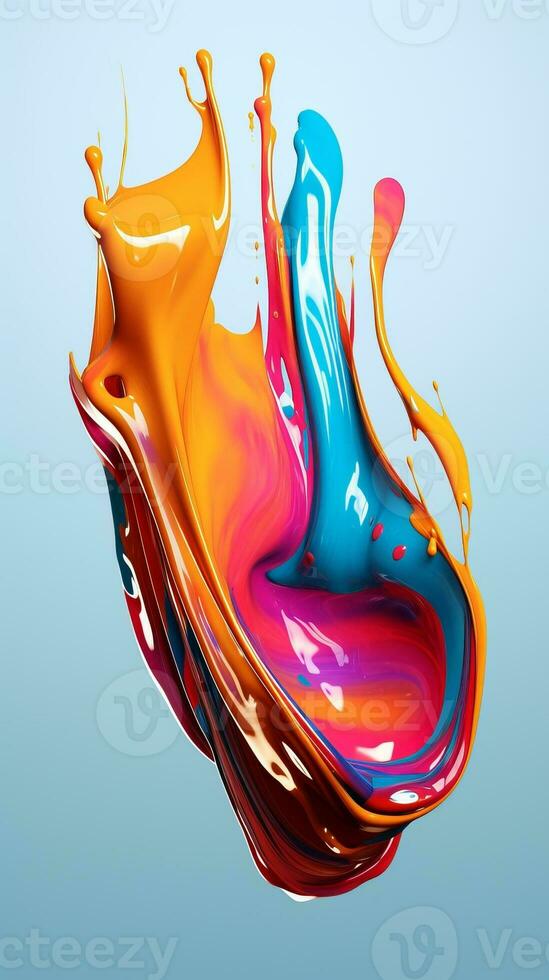 colorful paint 3d splash. Isolated element on the transparent background. High quality Illustration. photo