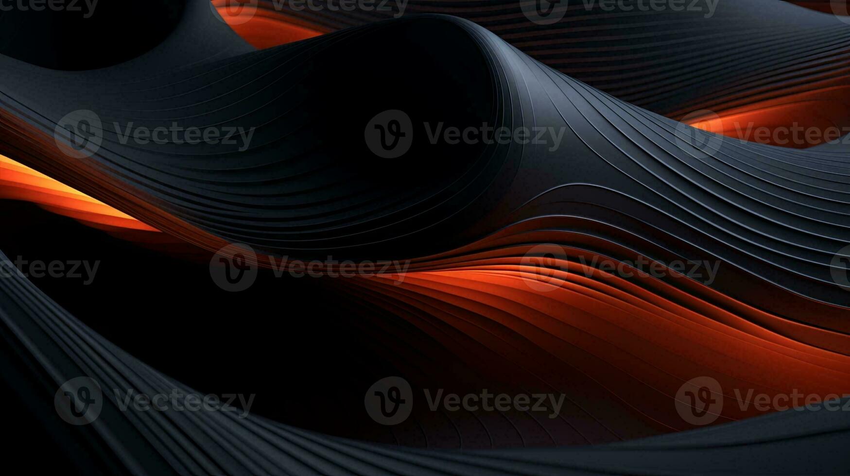 Layered texture of dark colors 3D layers. Cover layout design template. Abstract realistic decoration textured with cardboard wavy layers. Black abstract background. photo
