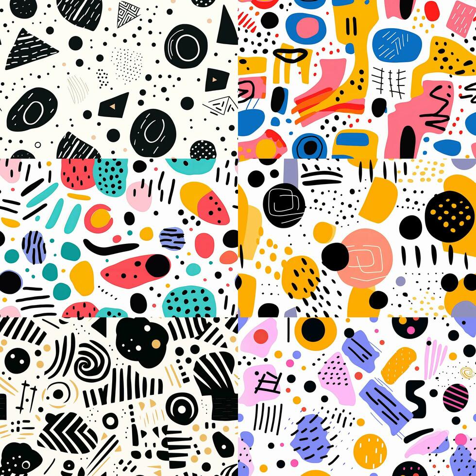 Geometric design of trendy Memphis 80s-90s style. Abstract pop art color paint splash background. photo