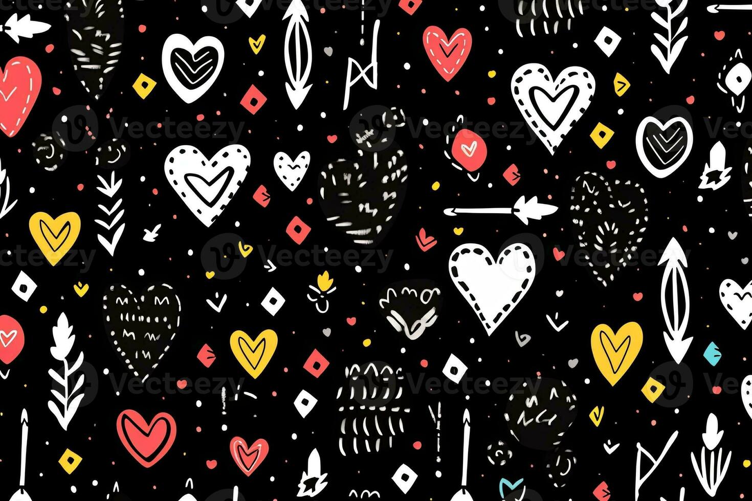 Set of Valentine's day in boho style. Illustrations of heart, flower wreath, feathers, frames and bird. Collection for valentine, card or postcard photo